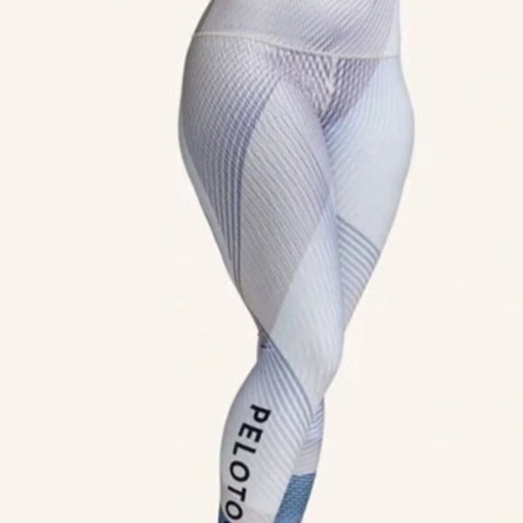 Peloton Women's White Blue Sails High-Waist Geometric Leggings - Size M - Picture 1 of 4